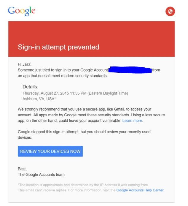 Gmail signin attempt prevented when trying to add as SMTP Image 1 Screenshot 20