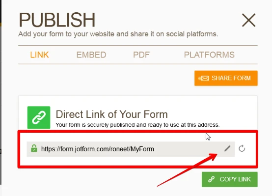 How to customize the form URL? Image 10