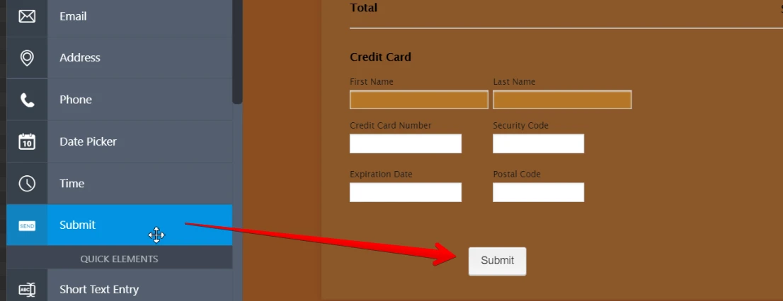 How do I include the submit button i the Form? Image 10