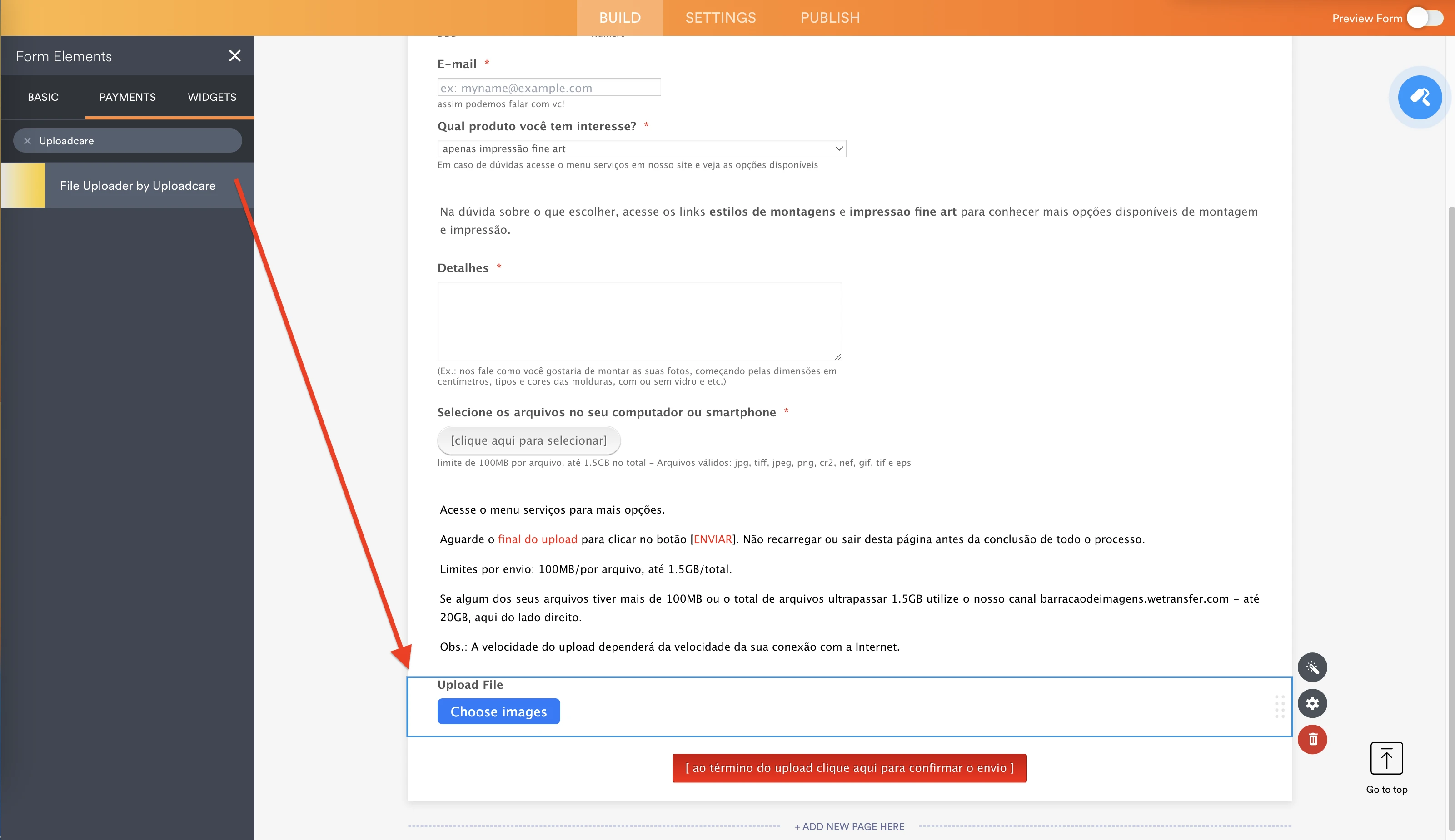 Quais são os limites em MB para upload de arquivos? Image 1 Screenshot 20