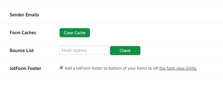 JotForm Footer: Unable to increase form view limits to unlimited, because this option does not exist in account settings Image 2 Screenshot 41