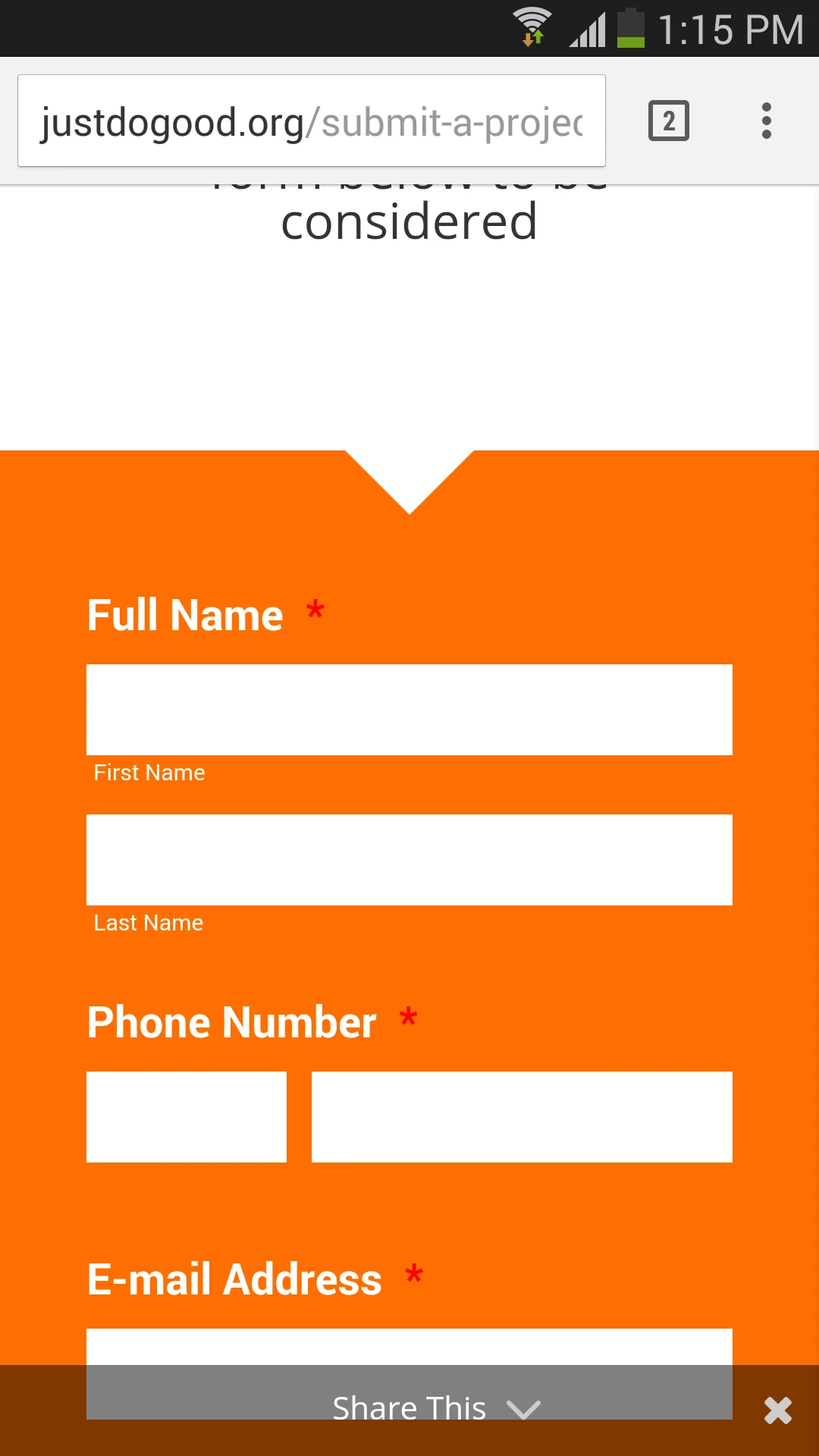 Form fields not displaying properly on mobile Screenshot 20