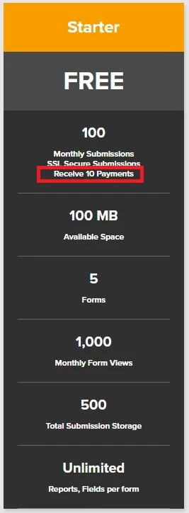 The starter plan says 5 payments allowed but is that per month or in total? Image 1 Screenshot 20