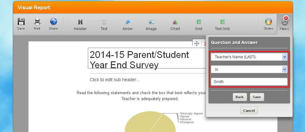How to filter data in Visual Report to display info for a specific teacher Image 2 Screenshot 41