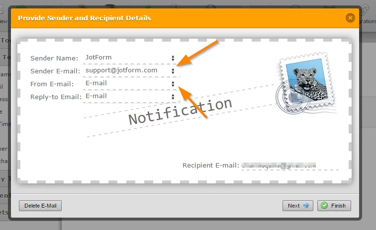 How do I change the Senders email to the persons submitting the forms email on the Notification? Image 1 Screenshot 20