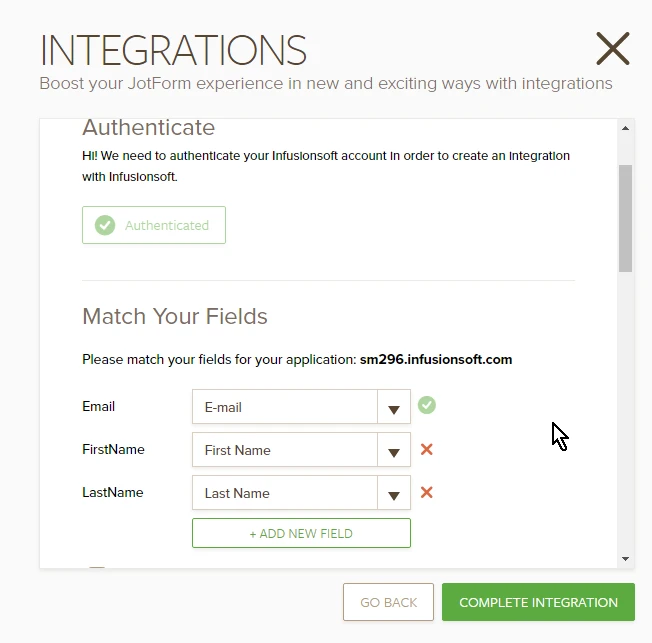 Form fields does not appear in Infusionsoft   Infusionsoft Integration Image 2 Screenshot 41