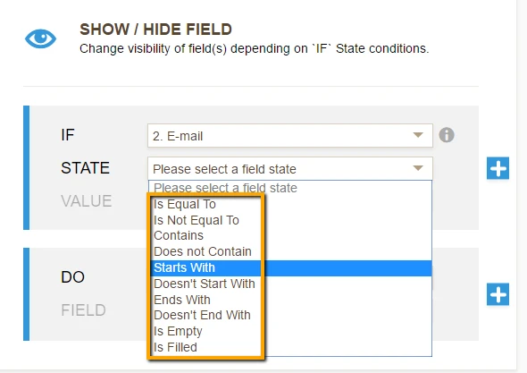 Dropdown Fields: Additional states for IF conditions of dropdown fields Screenshot 30