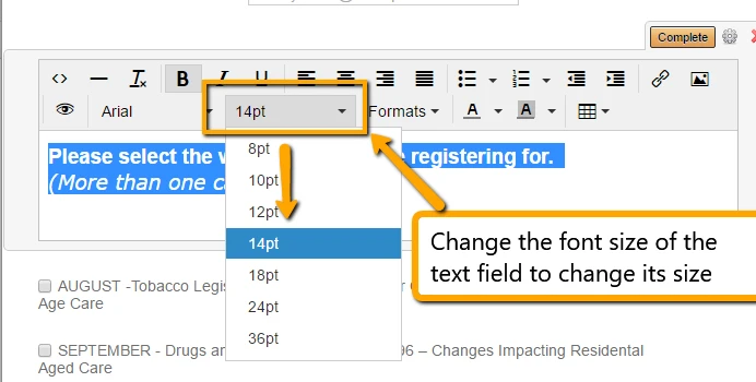How do I adjust size of title column in check box field? Image 1 Screenshot 20