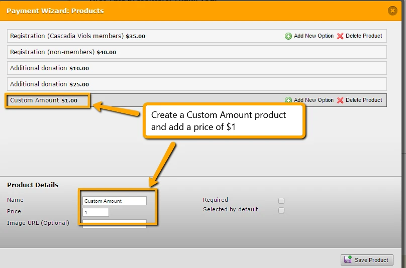 How can we have both predefined purchase amounts and buyer defined amounts? Image 1 Screenshot 40