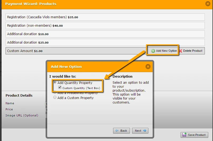 How can we have both predefined purchase amounts and buyer defined amounts? Image 2 Screenshot 51