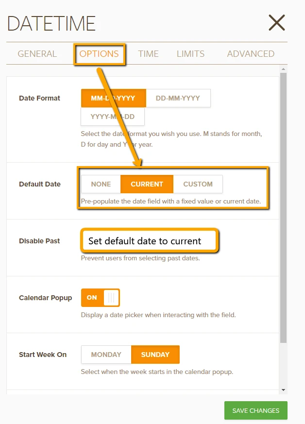 How do I disable past dates on my form which is called storehub training? Image 3 Screenshot 82