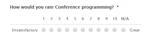 How can I add an N/A radio button to an existing row of 10 radio buttons?  Image 2 Screenshot 41