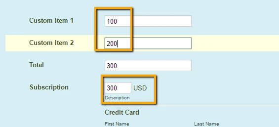 Items listed on Square intergration form Screenshot 104