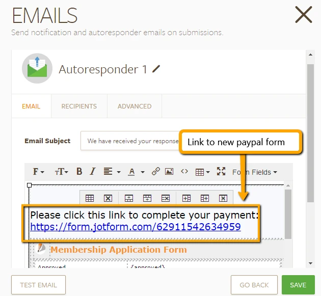 Paying after application approval Screenshot 104
