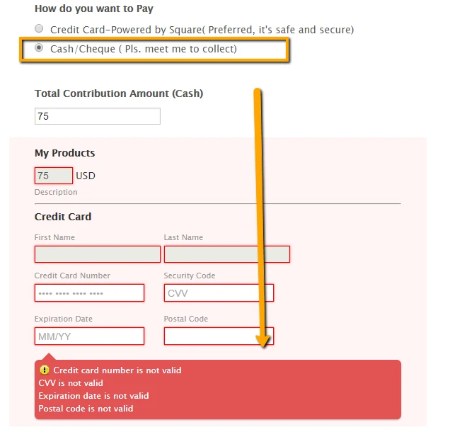 Why submit button not working on the form when Credit card option is not selected? Image 1 Screenshot 40