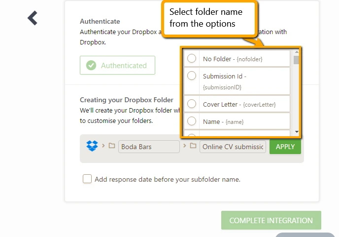 Dropbox Integration: Our Dropbox integration is not working Image 1 Screenshot 20