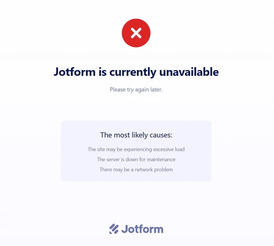 Error: Jotform is currently unavailable Image 2 Screenshot 41