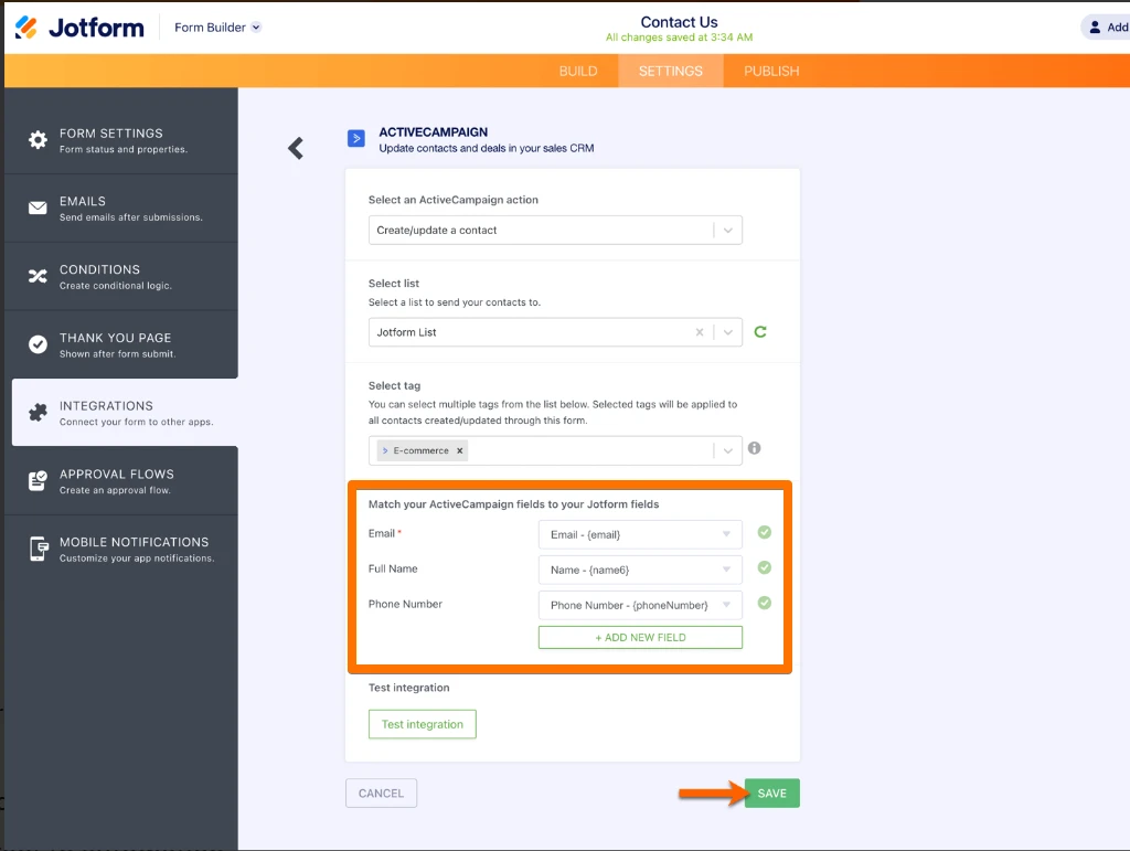Ik kan geen form field mappen met een ActiveCampaign integratie Image 1 Screenshot 20