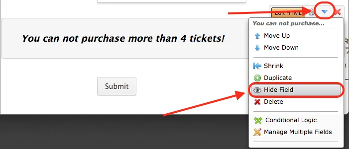How can I limit users to only purchase up to 4 tickets per form? Image 2 Screenshot 81