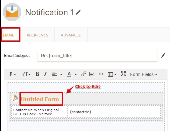 Untitled Form showing in email notification Screenshot 62
