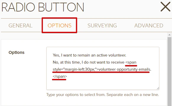Aligning the text in the Radio button Image 4 Screenshot 93
