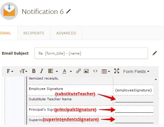 Signature Line in notification e mail Image 1 Screenshot 40