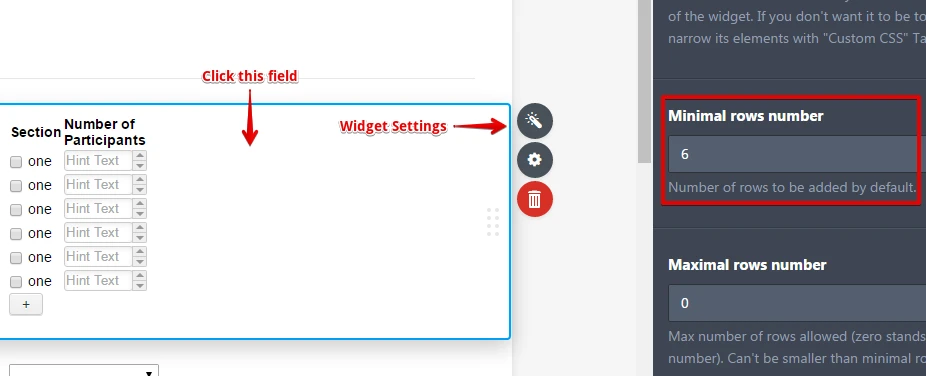 How do I start a new row on Configurable List, so I have 6 rows already set? Image 1 Screenshot 20
