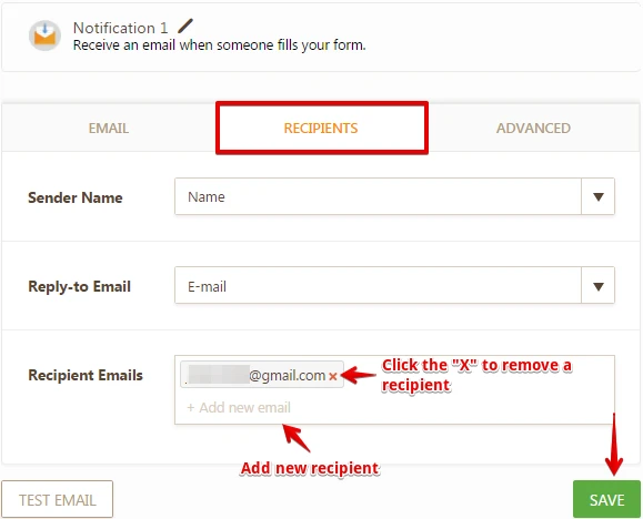 How do I change the e mail address for a basic form as it just send to my registered e mail? Image 2 Screenshot 41