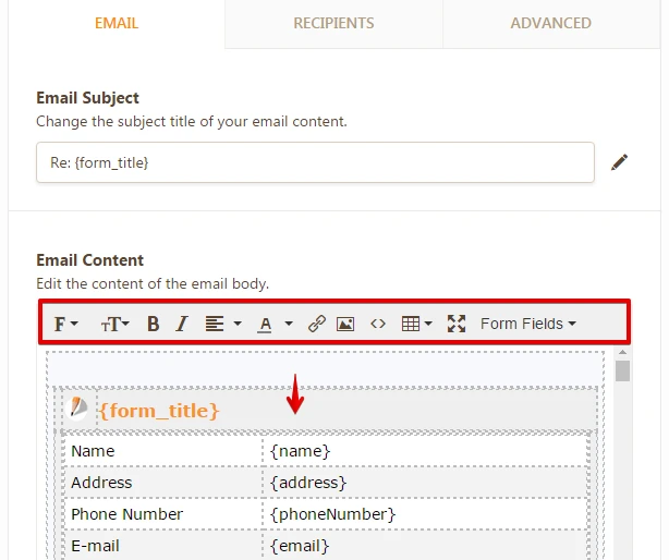 Is there a way to customize the way submissions show up in my email inbox? Image 2 Screenshot 41