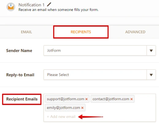 How can you bcc email recipient from within JotForm? Image 1 Screenshot 20