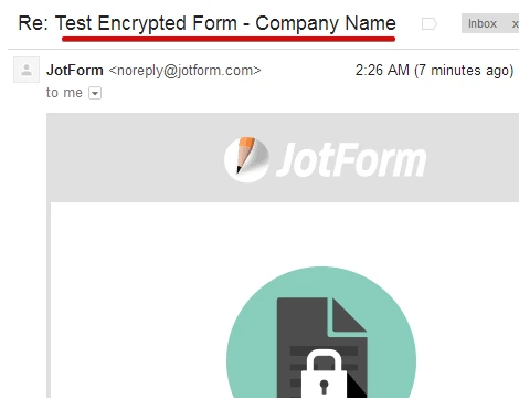 When encrypted files are emailed, can the email subject line still include a piece of information from the form?  Image 2 Screenshot 41