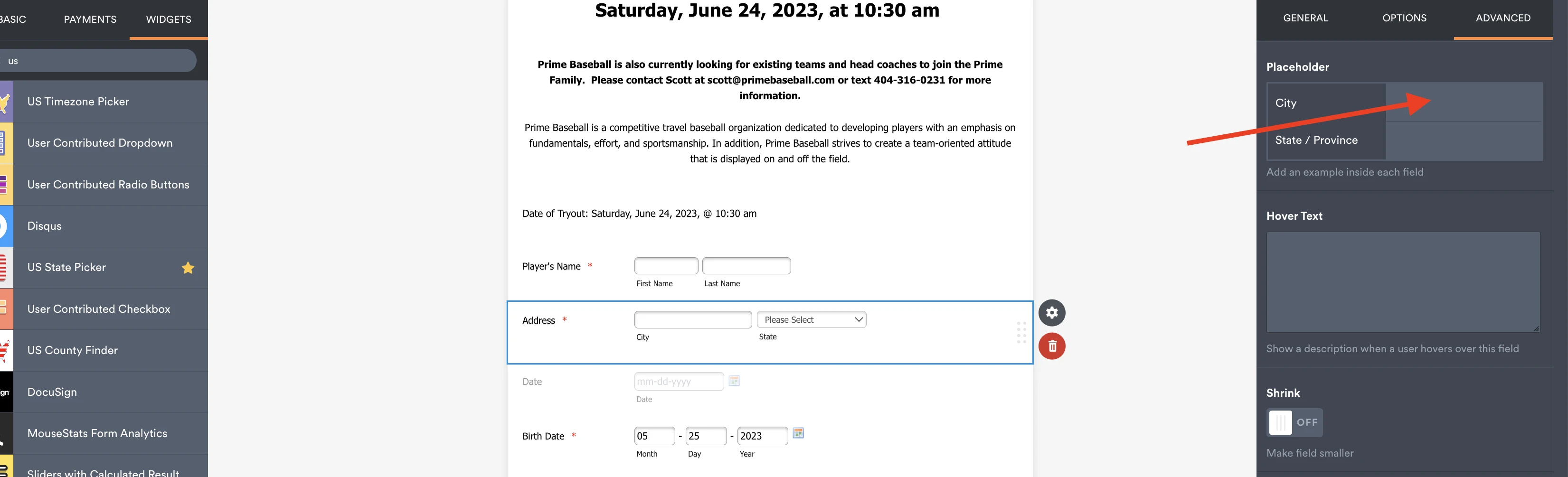 How can I have the form accept the city not the street address? Image 1 Screenshot 30