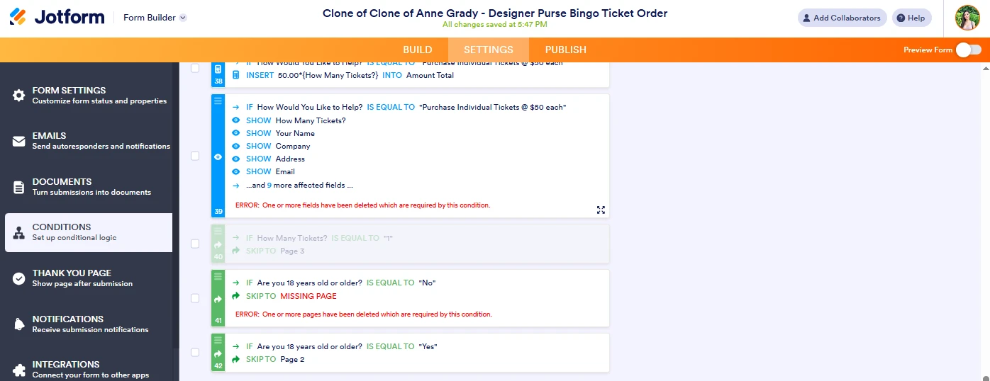 
Form Conditions: Random Next Pages and Dead Ends During Ticket Purchase
Image-1