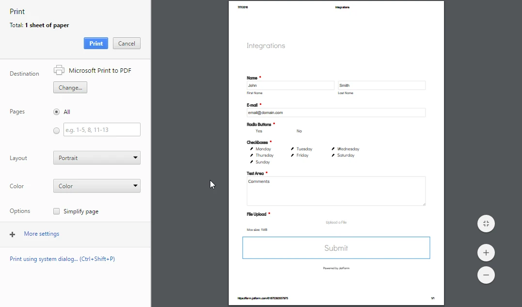 Form Builder: Is there a way to print a copy of the form with all options (answer options) showing? Image 1 Screenshot 40