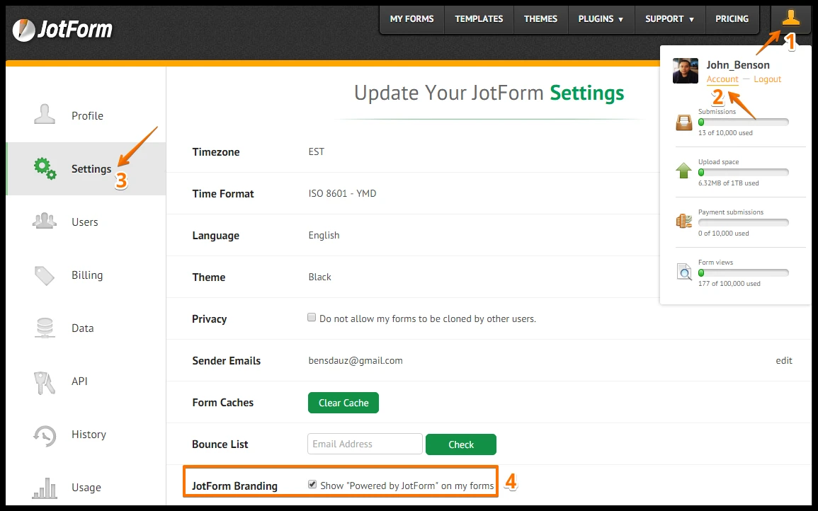 Removing Powered by Jotform branding in the form footer Image 1 Screenshot 20