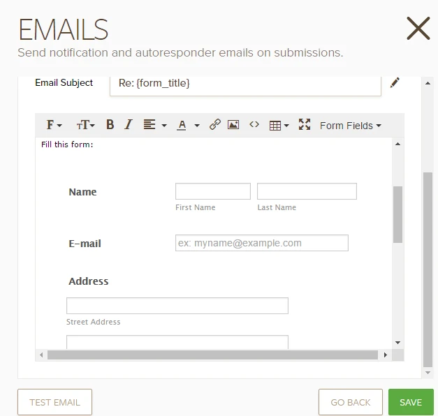 Is it possible to embed a form into an email notification/auto responder?  Image 2 Screenshot 61