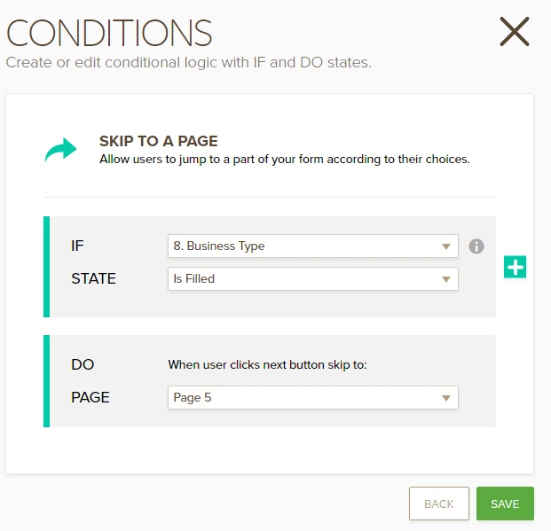 Skip to pages with conditions: allow customer to skip selected page Image 1 Screenshot 20
