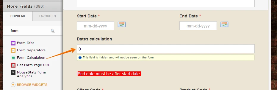 Limit an End Date fields selections based on a Start Date fields input? Image 2 Screenshot 71