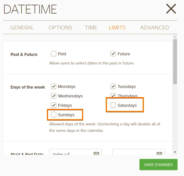 Change the delivery to today+4 using the date limits on DateTime field Image 1 Screenshot 20