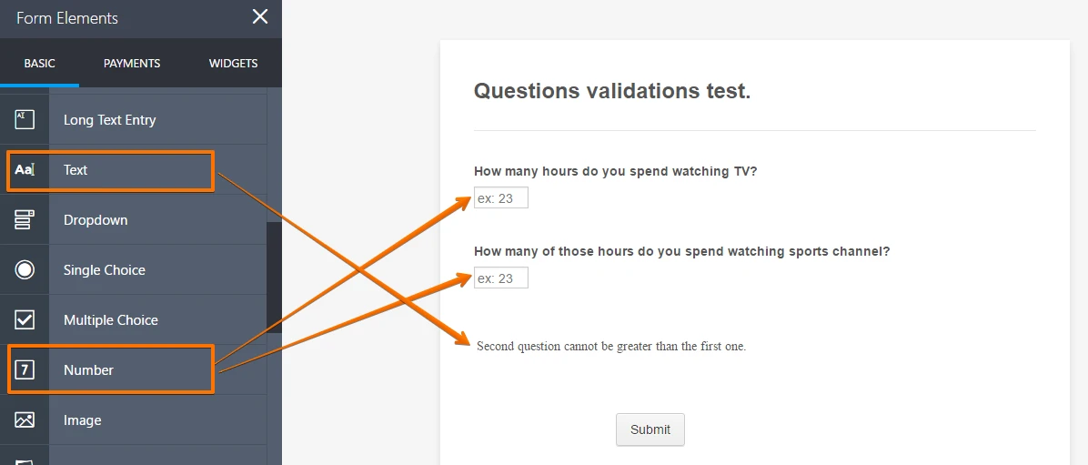How can I validate an answer based on the value of a previous question? Image 1 Screenshot 30