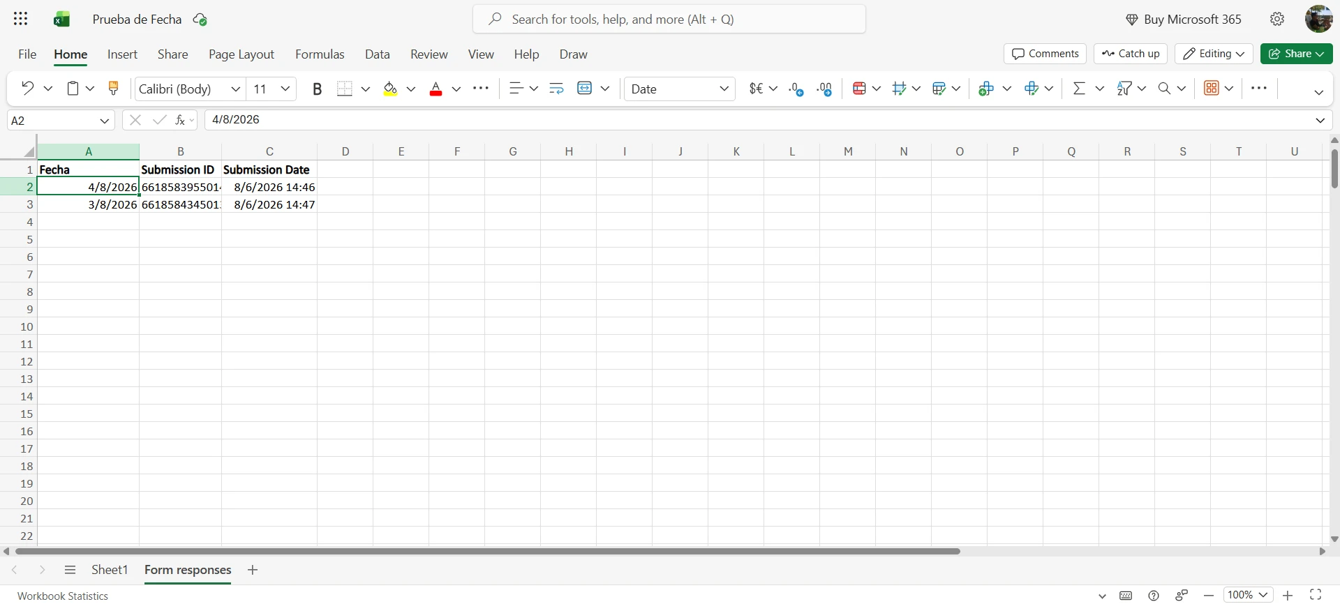 Microsoft Excel Integration (OneDrive): Dates in DD MM YYYY format are stored incorrectly by swapping the day and month Screenshot 51