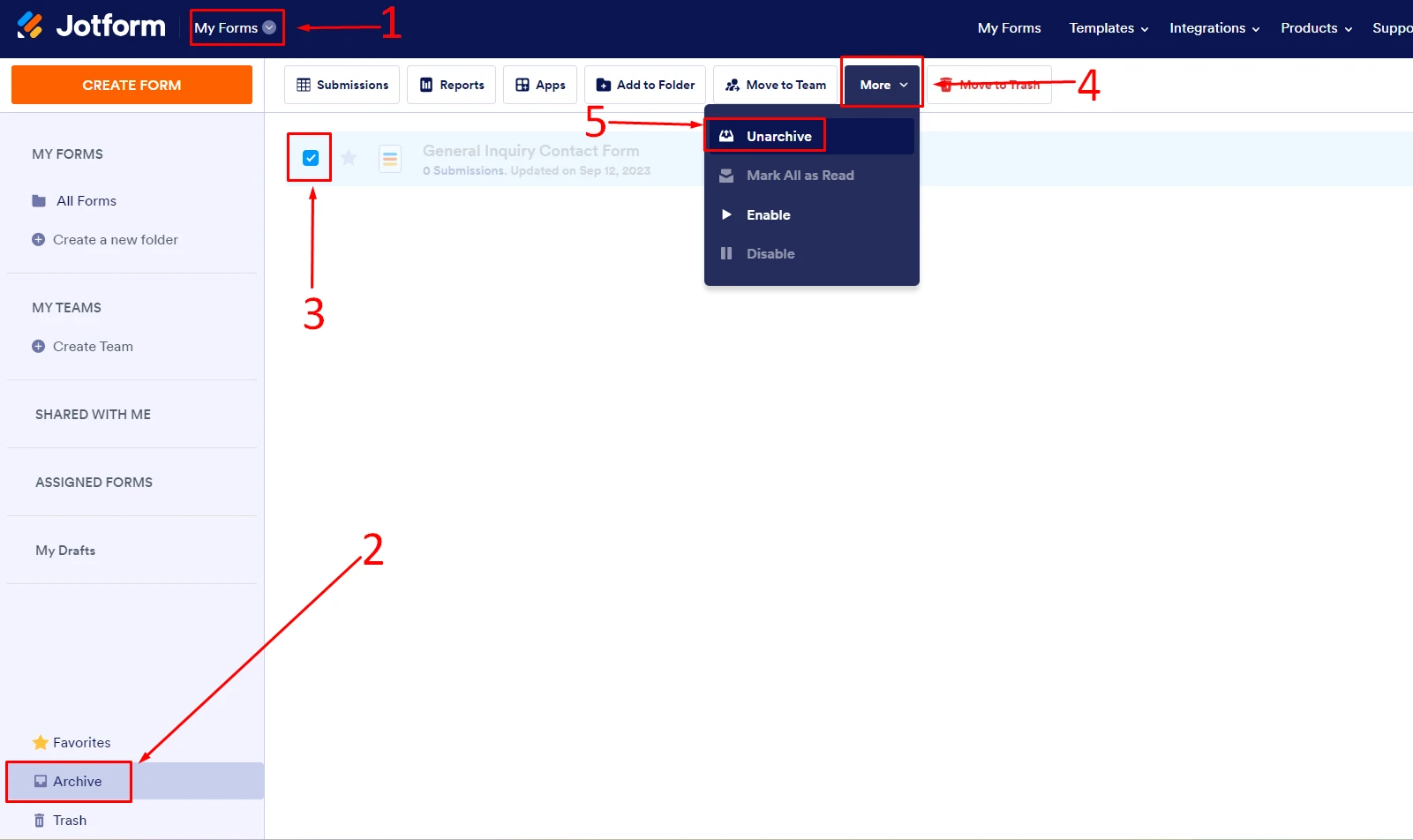 How to remove the form from archive? Image 1 Screenshot 20