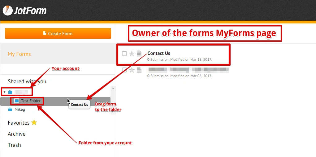 How to transfer forms shared to my account to a folder on my account? Image 2 Screenshot 51