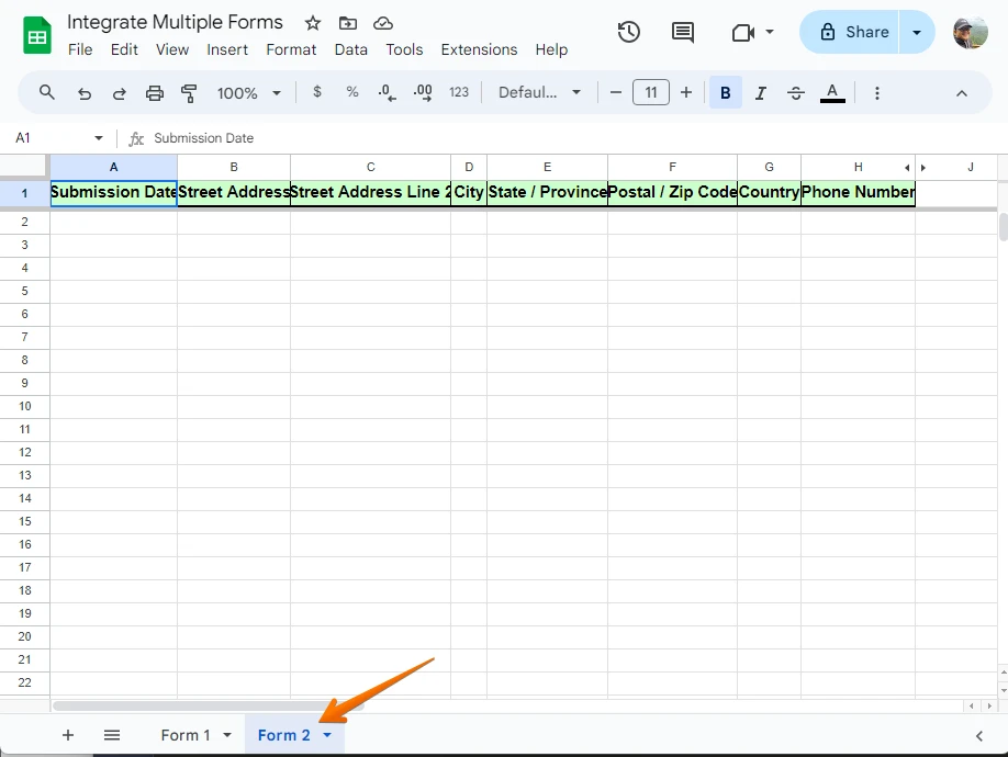 Integrate multiple forms into one Google Spreadsheet Image 3 Screenshot 72