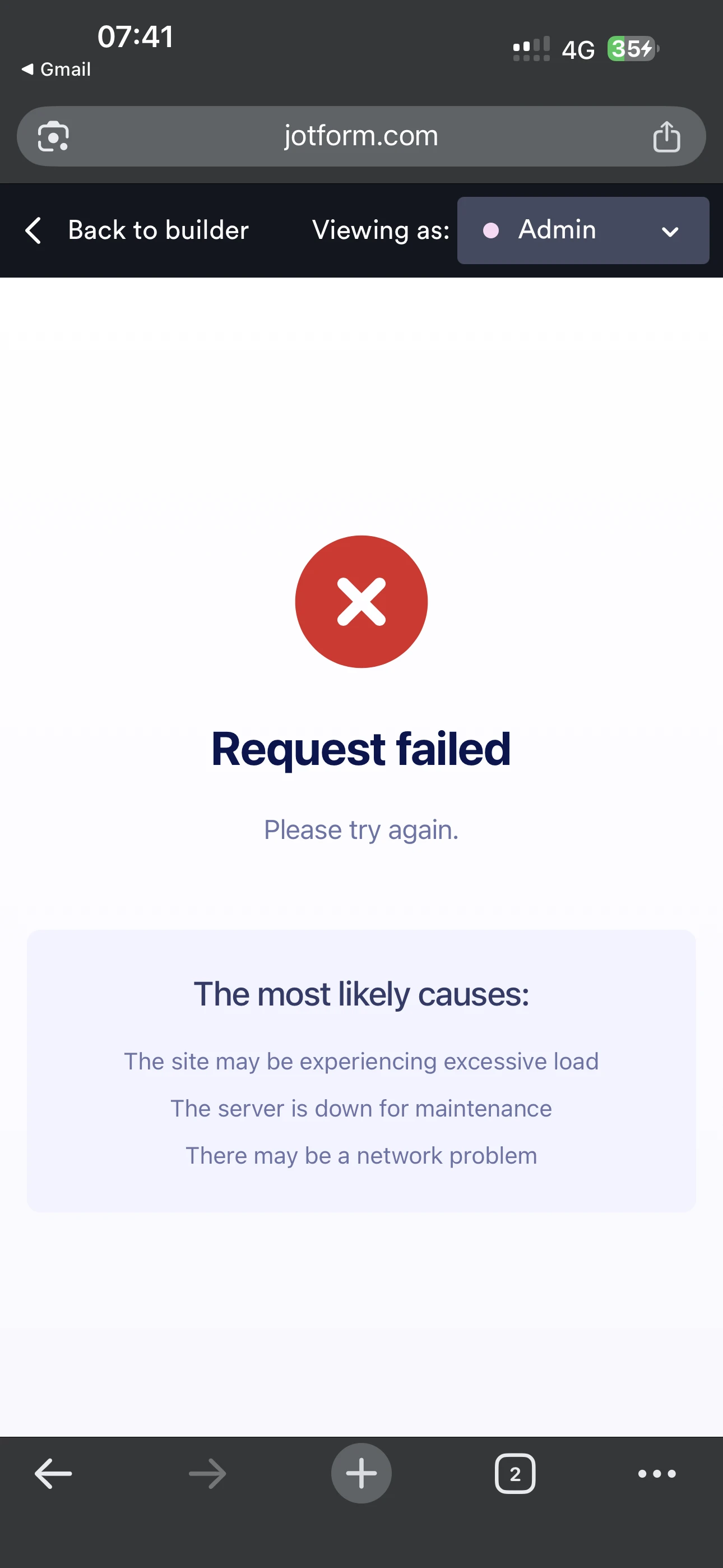
App de Jotform: Error Request Failed. Please try again. al abrir la aplicación
Image-1