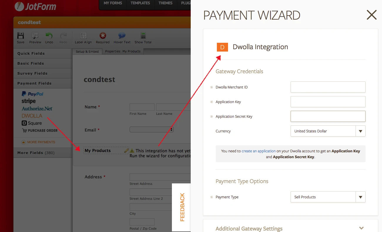 How to access Integration wizard for Dwolla payment field? Image 1 Screenshot 30