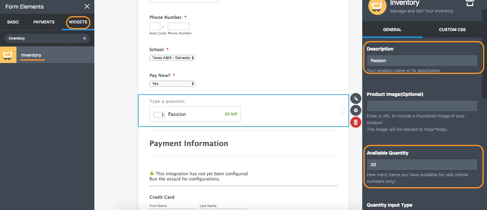 How to define an inventory to the payment integration? Image 1 Screenshot 50