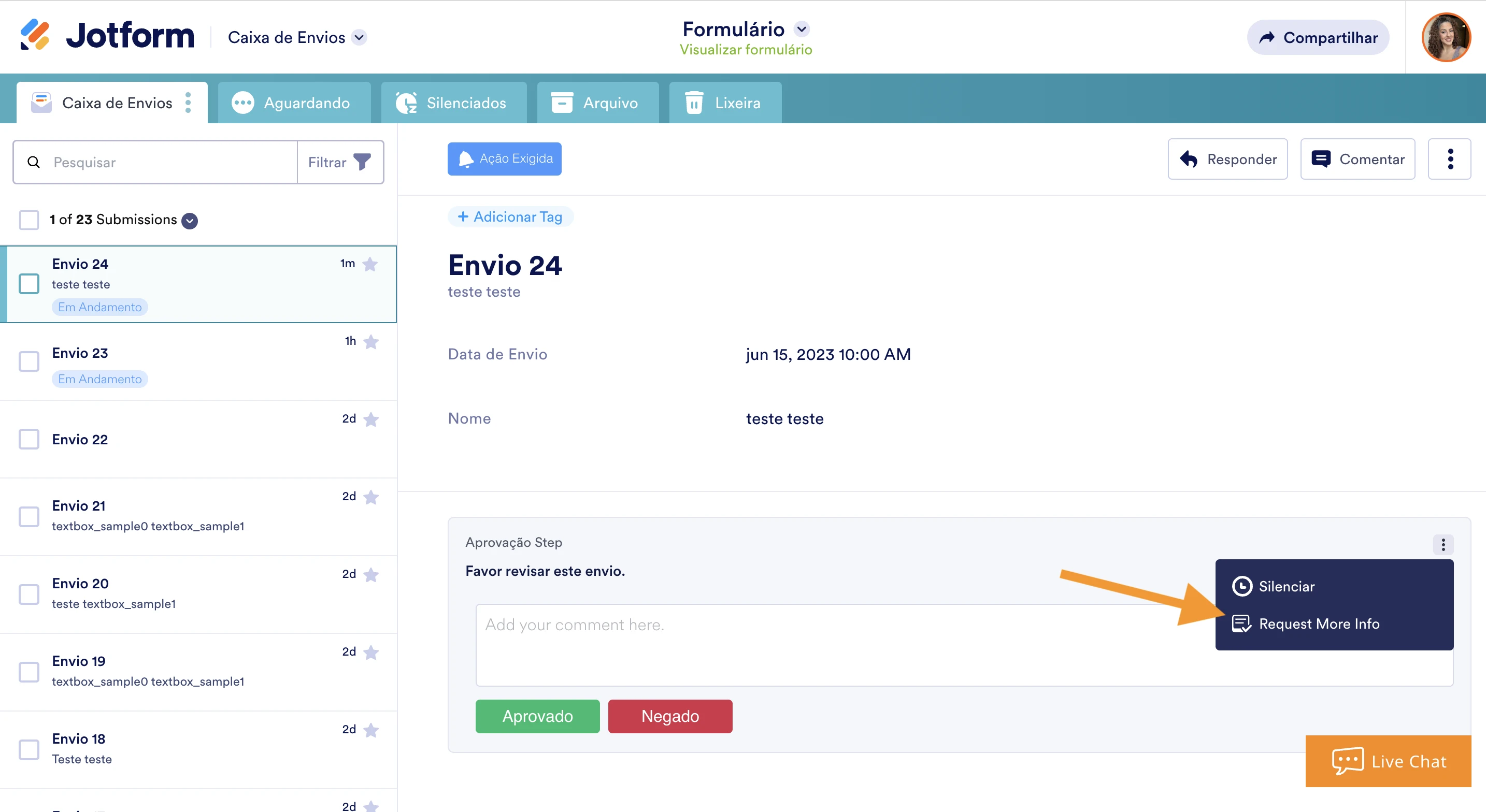 Solicitação de ajustes usando o fluxo de aprovação Image 2 Screenshot 51