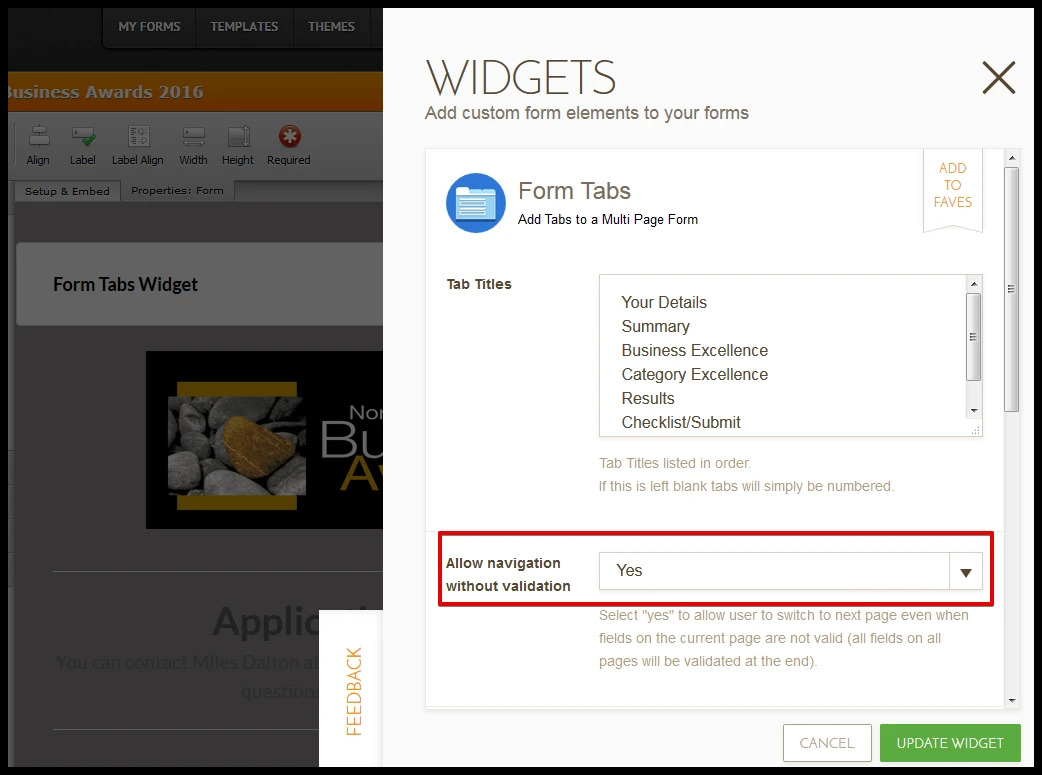 Form Tabs widget with Allow navigation without validation causes submit button to work as next button Screenshot 20
