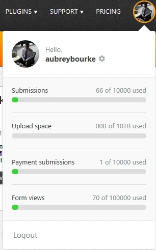Is there any way to track how many total submissions you have on a monthly basis? Image 1 Screenshot 20